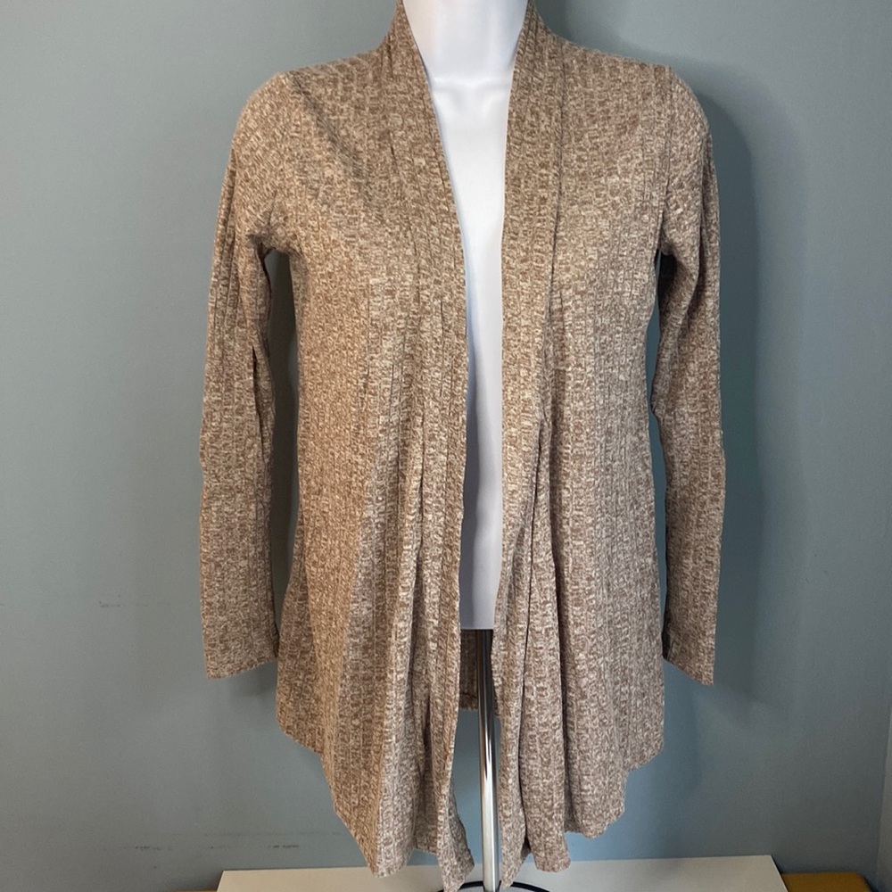 J.M. Fleurette cardigan brown tan knit S